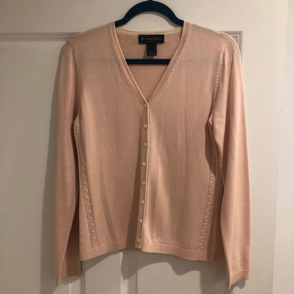 Brooks Brothers diamond knit silk cardigan small
